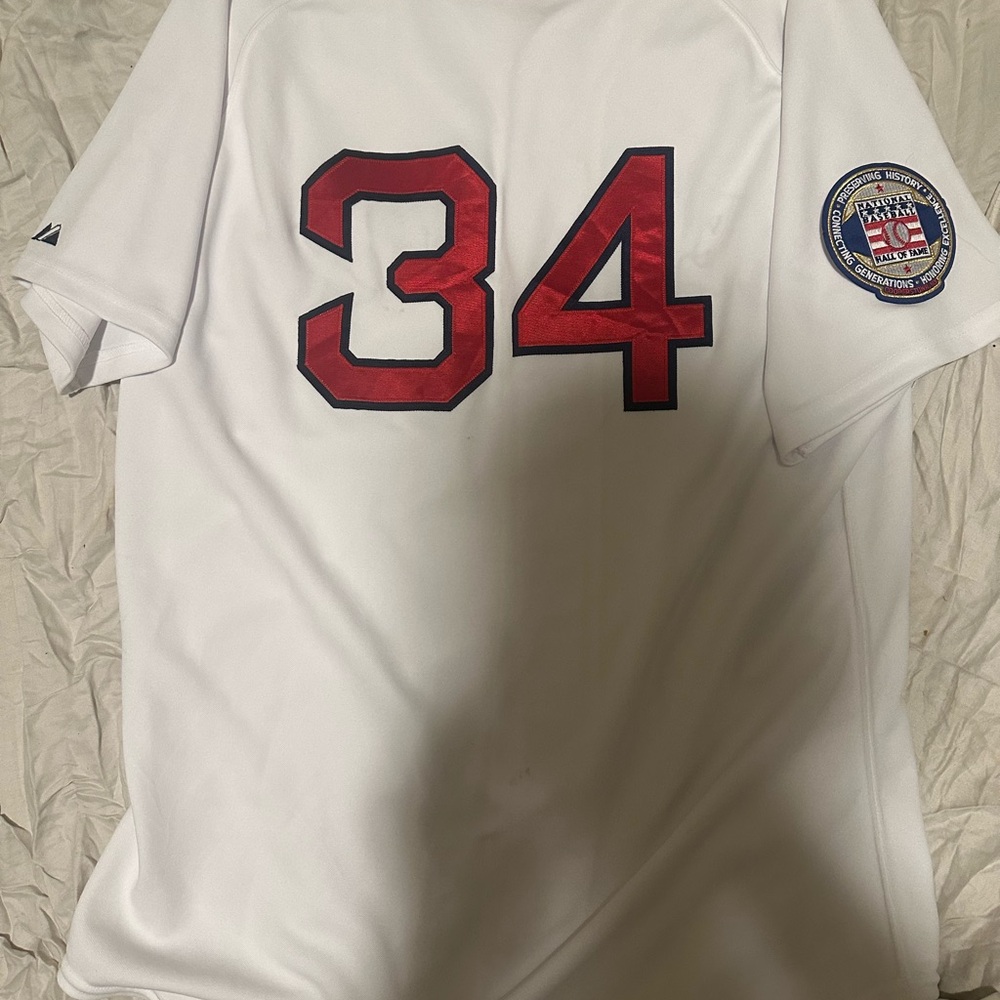 White Baseball Jersey with Red Accents